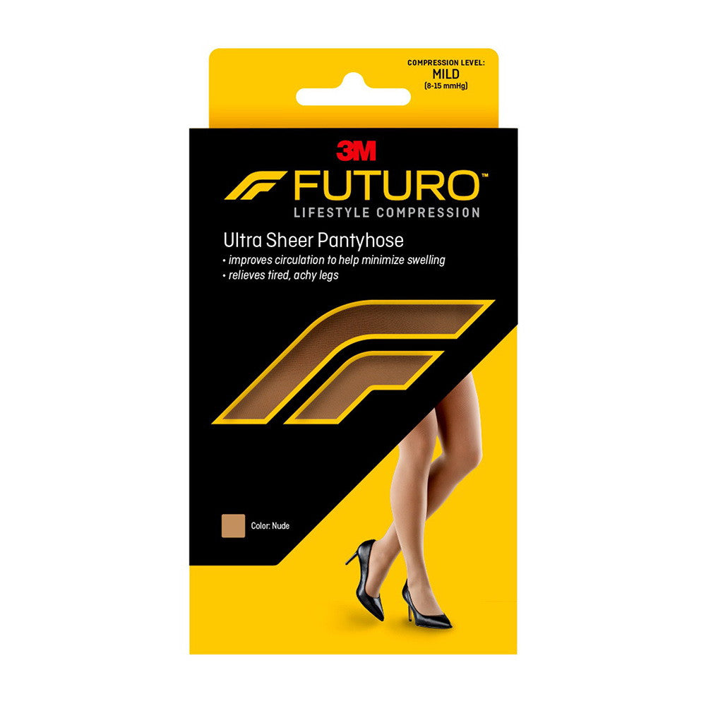 Futuro Ultra Sheer Pantyhose 8-15 mmHg, French Cut, Medium, Nude, 1 Pair